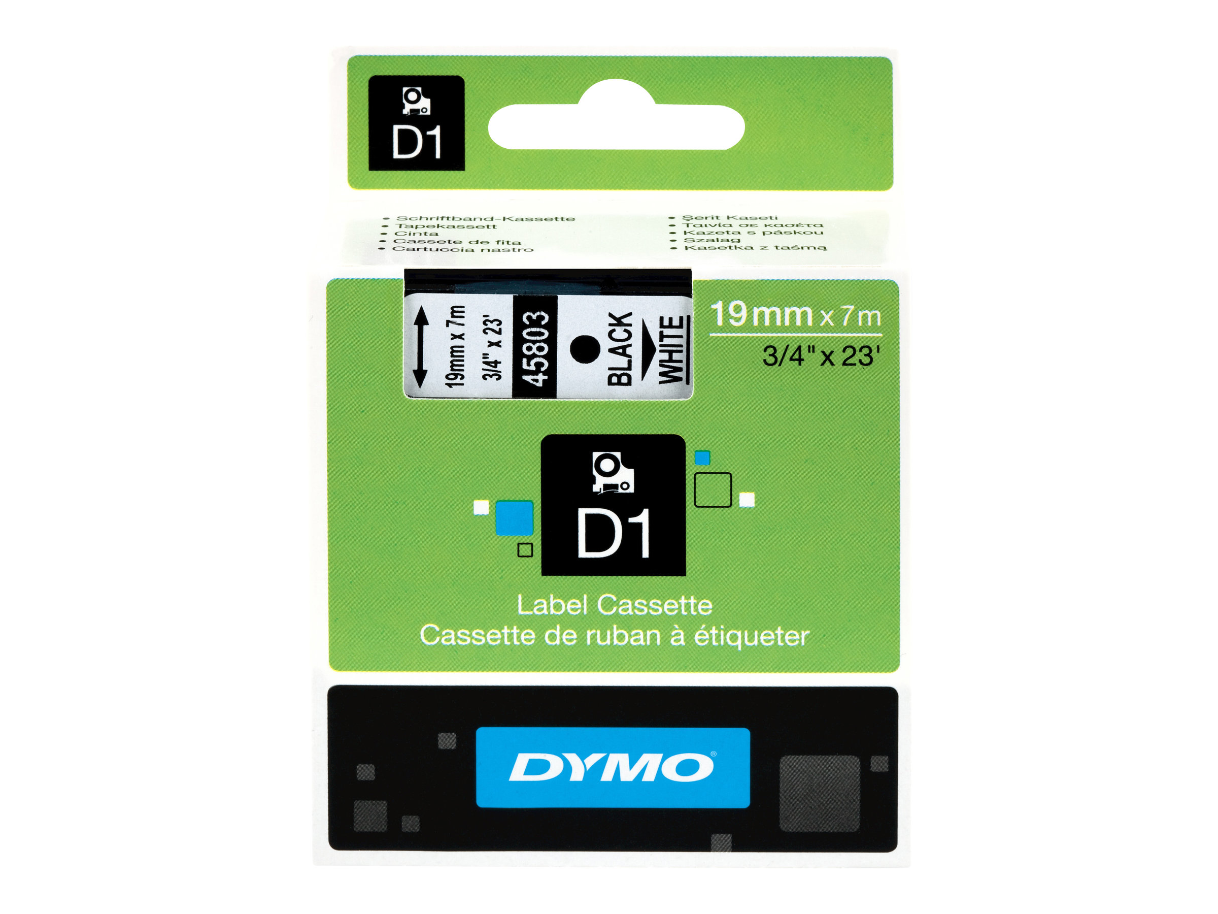 Dymo D1 19mm Schwarz auf Weiß Glänzend