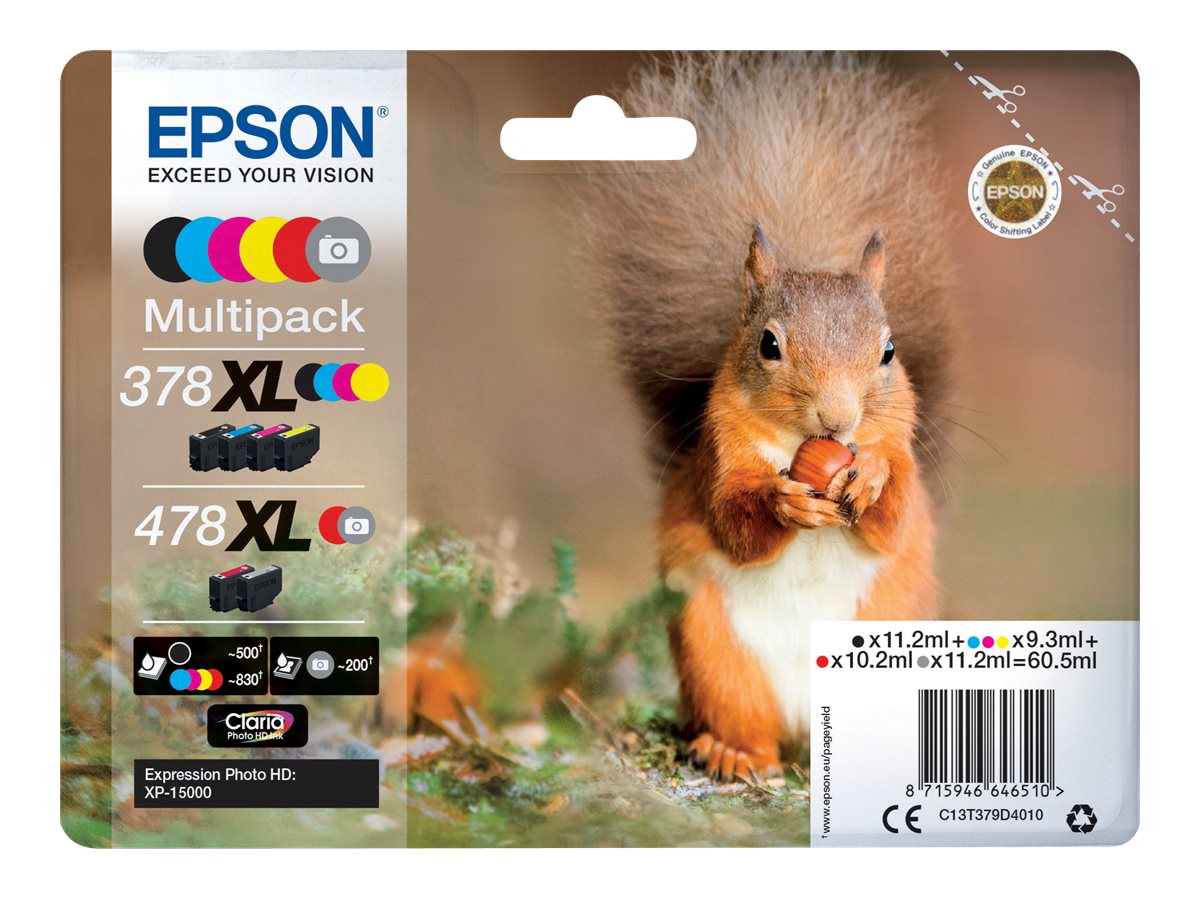 EPSON 378XL478XL T379D4 schwarz, cyan, magenta, gelb, rot, grau Druckerpatronen, 6erSet