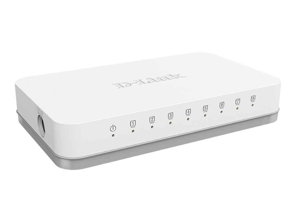 DLINK GOSW8G 8Port Gigabit Easy Desktop Switch 8x 101001000Mbits für bis zu acht EthernetGeräte Plug Play AutoMDIMDX