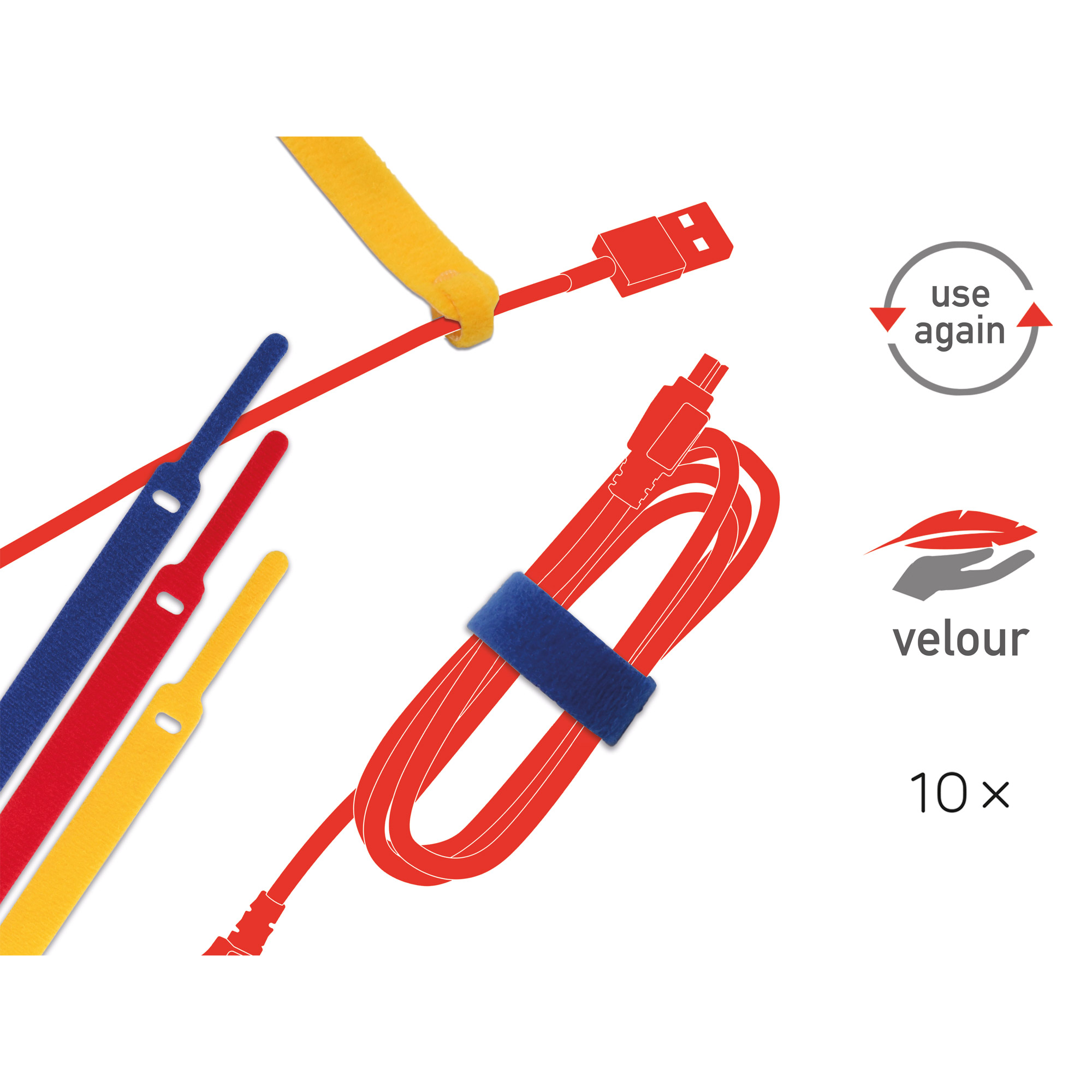 Label-the-cable LTC Basic Straps 17 cm Blau Gelb Rot