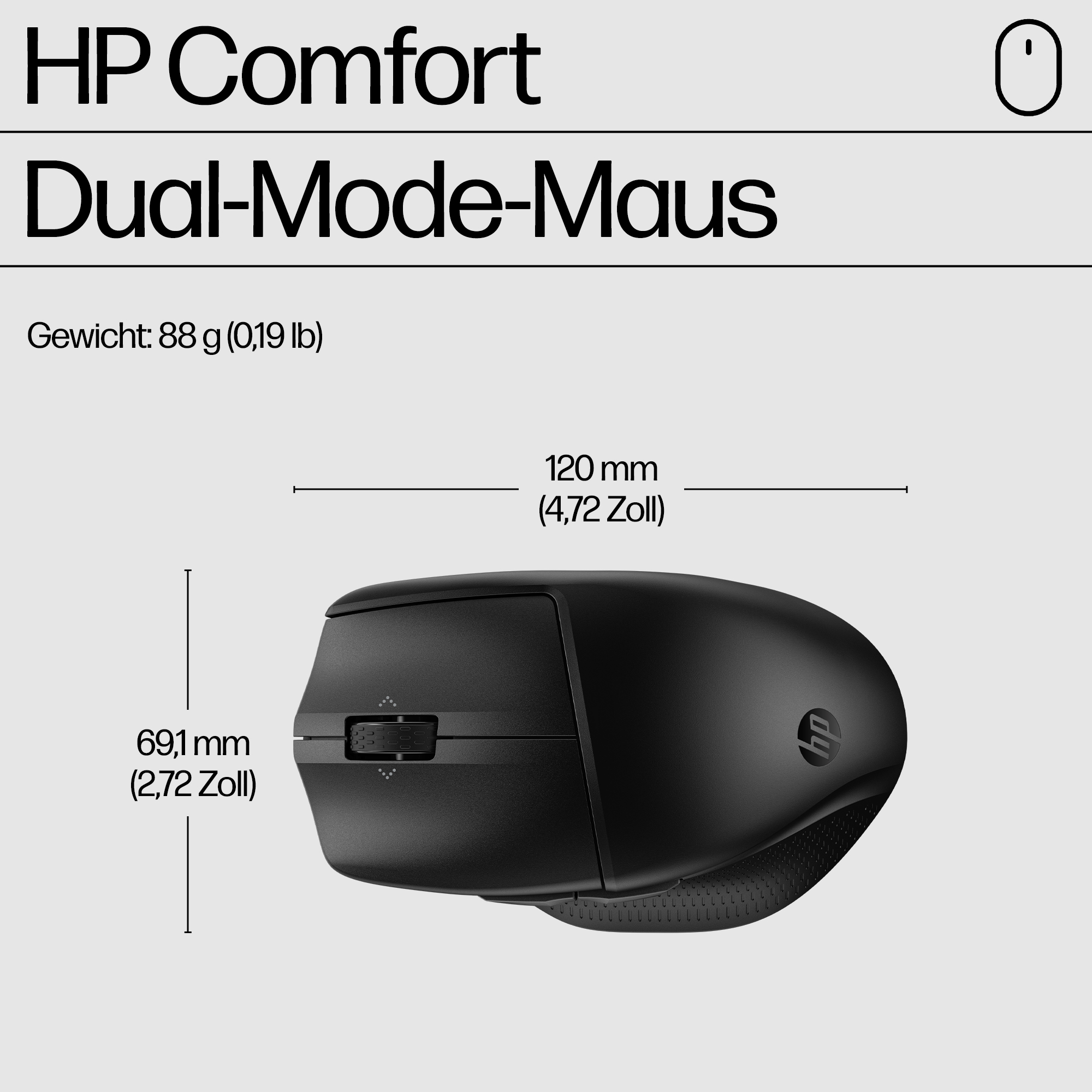 HP 685 Comfort Dual-Mode Mouse 7 Tasten Bluetooth