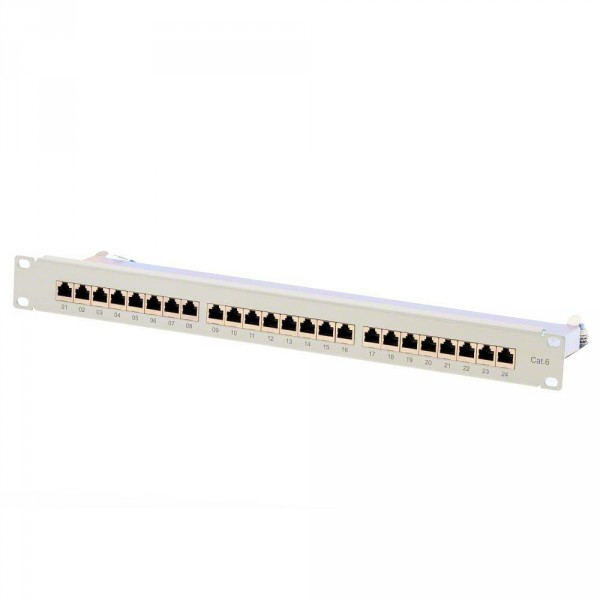Helos Patchpanel STP 24 RJ45 Cat.6 grau