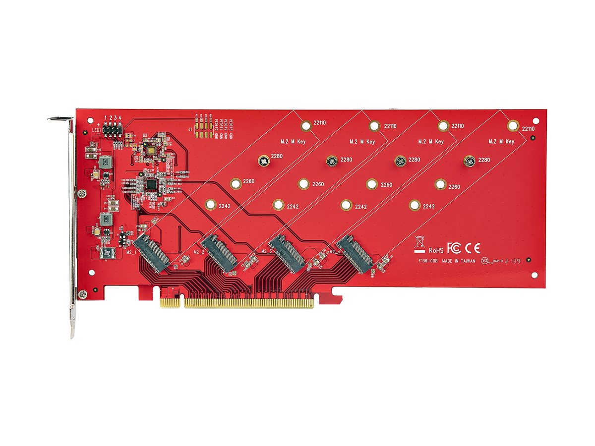 StarTech.com Quad M.2 PCIe Adapter PCI Express 4.0 7.8GBps NVMe