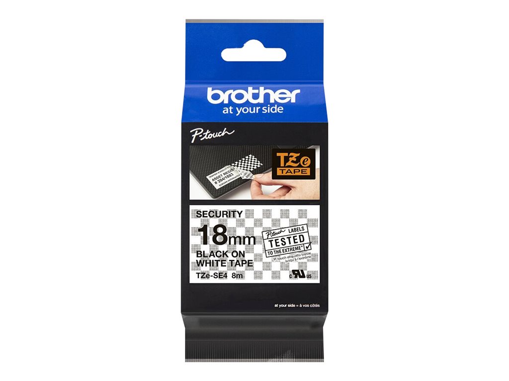Brother TZe-SE4 Manipulationssicher Schwarz auf Weiß
