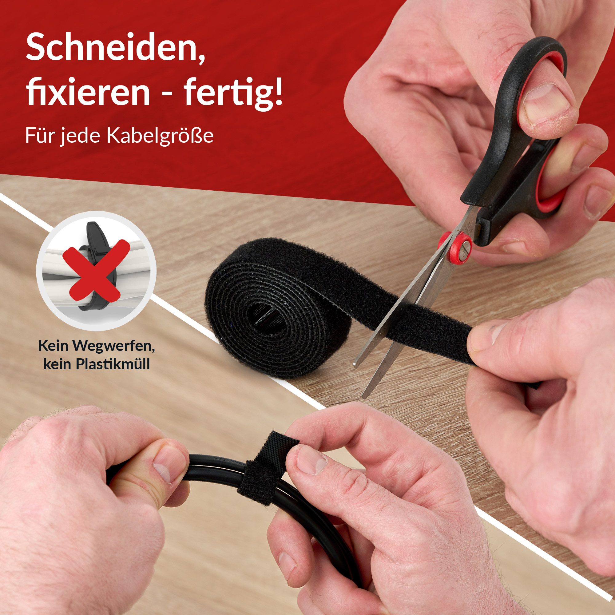 Label-the-cable LTC ROLL STRAP Klettverschlussstreifen 3m Schwarz