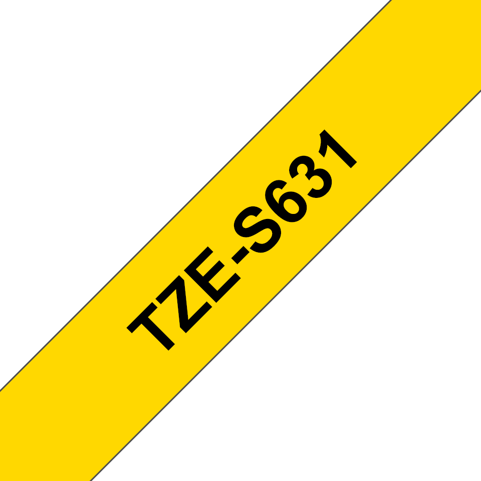 Brother TZe-S631 Schriftband 12mm Schwarz auf Gelb extra starker Klebstoff