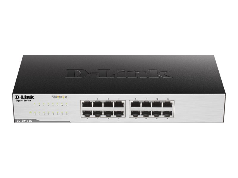 DLINK GOSW16G 16Port Gigabit Easy Desktop Switch 16x 101001000 Mbps LAN Ports 32 Gbps Kapazität