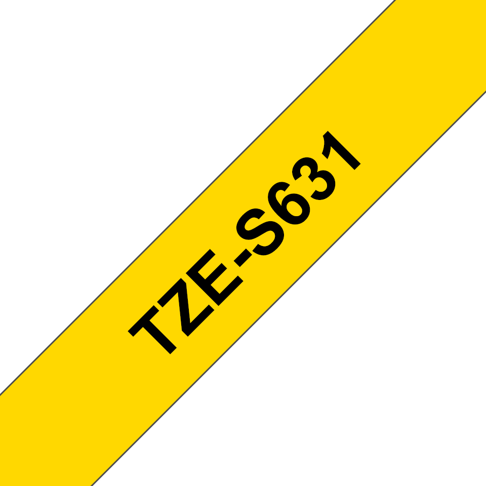 Brother TZe-S631 Schriftband 12mm Schwarz auf Gelb extra starker Klebstoff