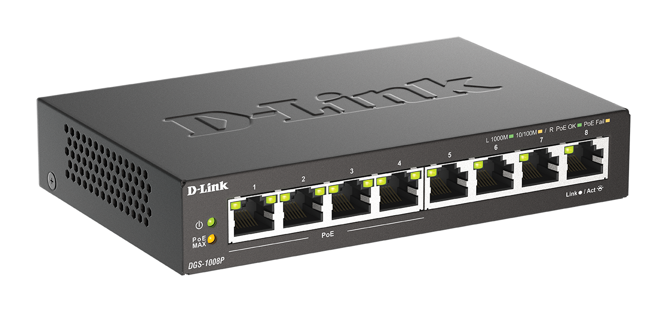 D-Link DGS-1008P 8-Port PoE Gigabit Switch