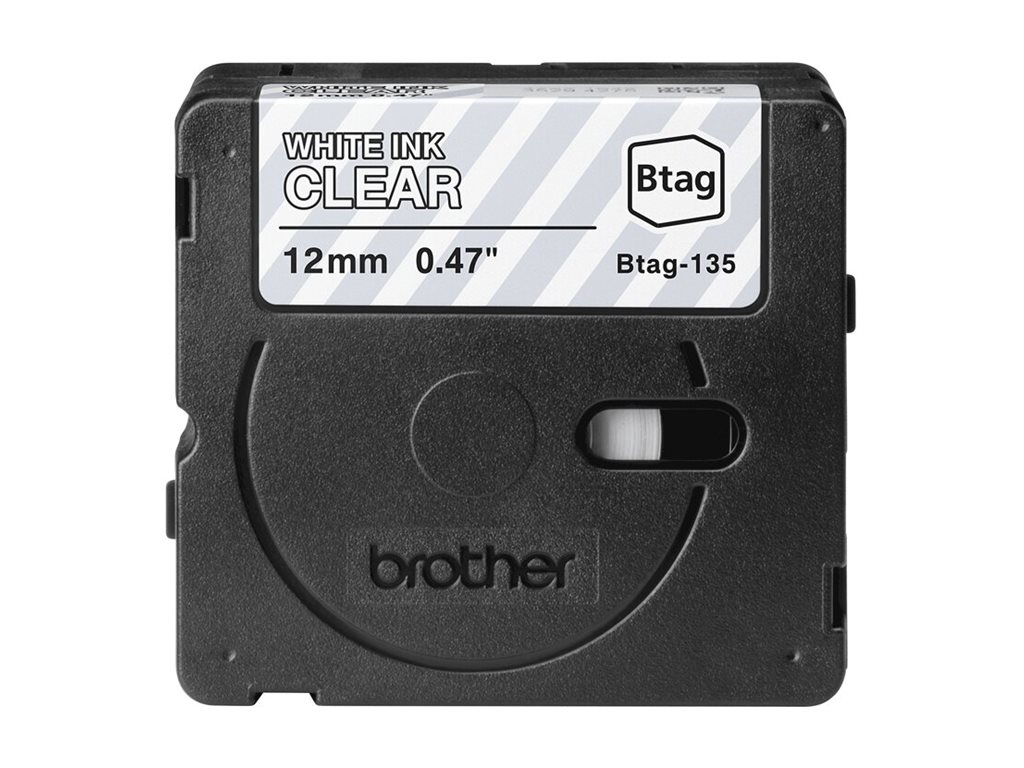 Brother Schriftband BTAG135 Weiß auf Transparent