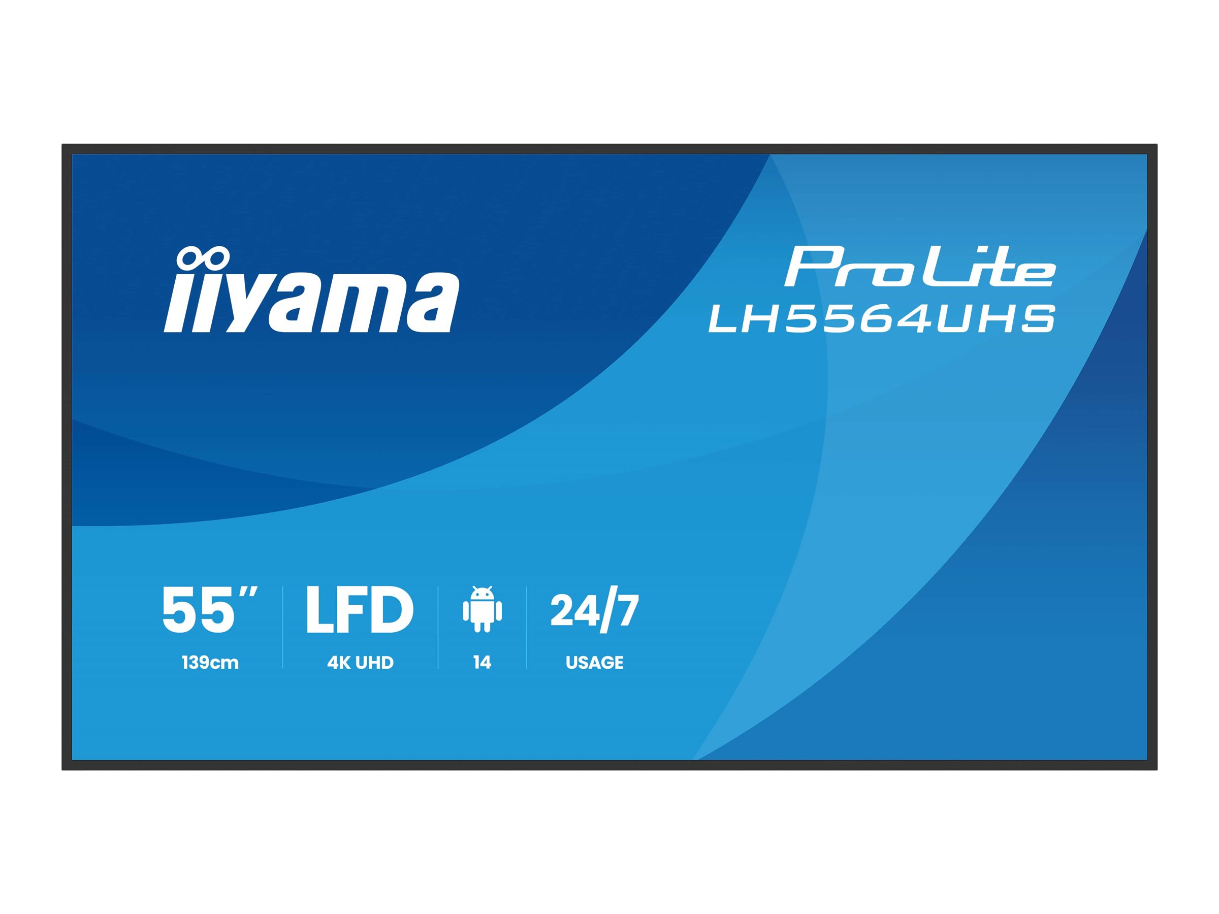 IIYAMA LH5564UHSB1AG 139,7cm 55Zoll 3840x2160 UHD VA DLED 500cdm2 Landscape and Portrait Speakers 2x 10W 2x HDMIx 1x USBC D