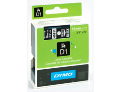 Dymo D1 19mm Weiß auf Schwarz Selbstklebend