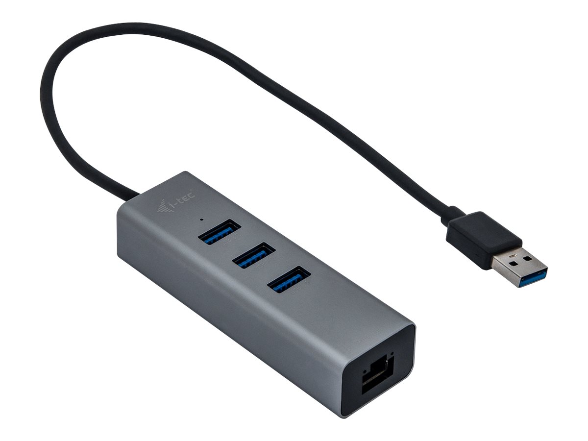 i-tec USB 3.0 Metal Hub 3-Port mit Gigabit Ethernet