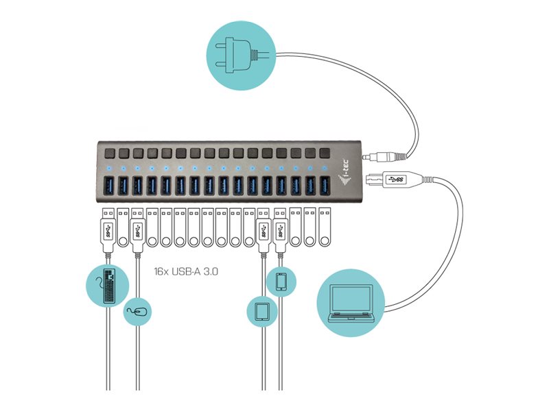 i-tec USB 3.0 Charging Hub 16-Port