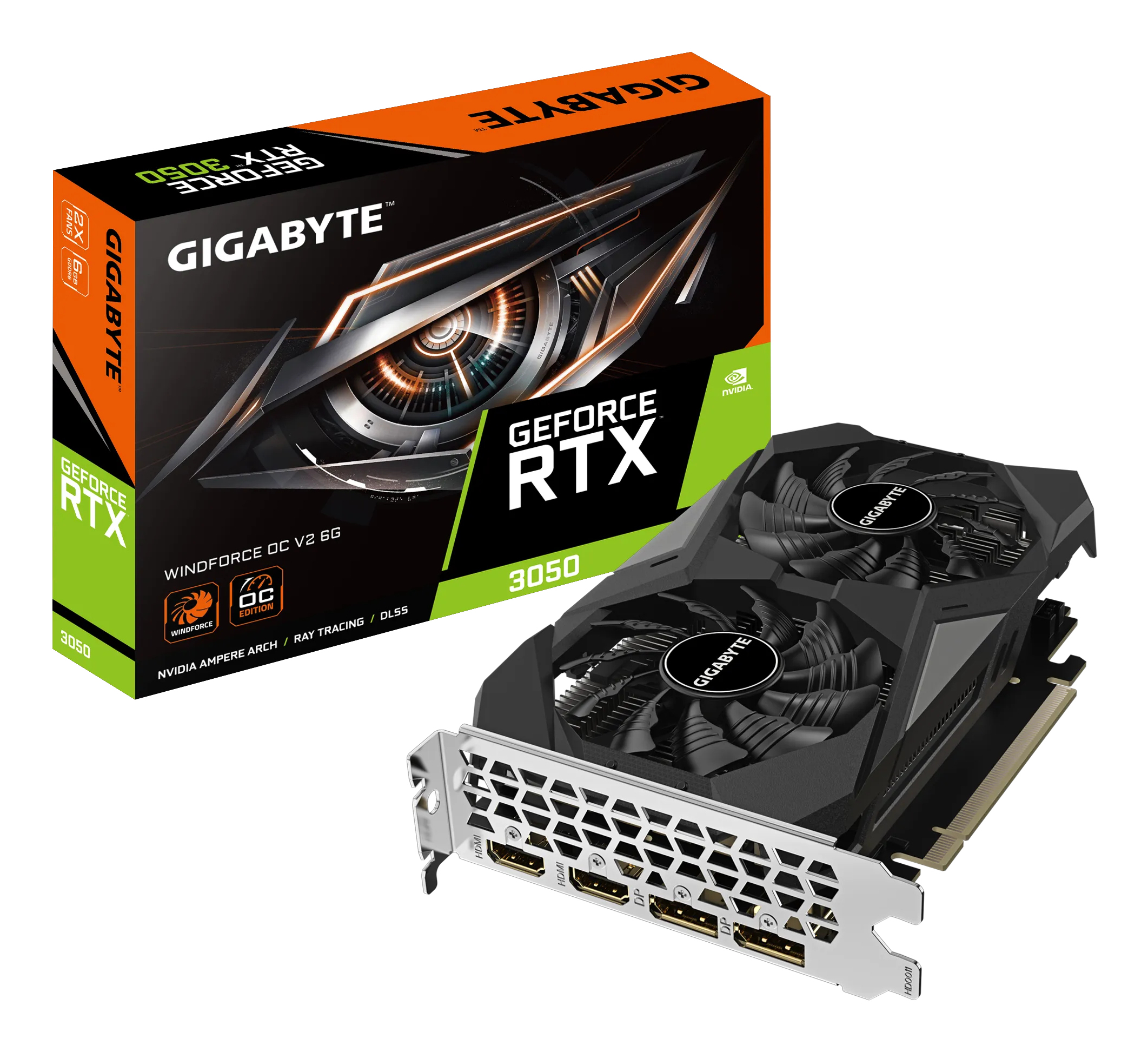 Gigabyte RTX3050 WINDFORCE OC V2 6GB 2xHDMI 2xDP
