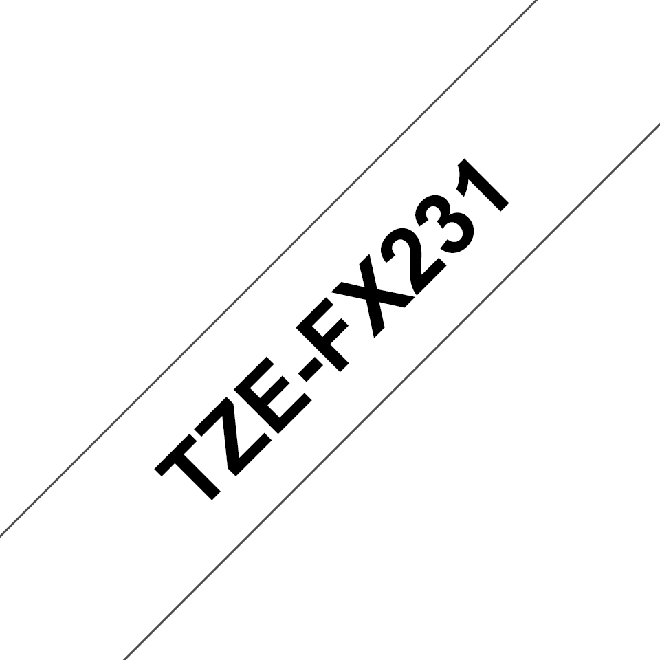 Brother TZe-FX231 Klebstoff Schwarz auf Weiß