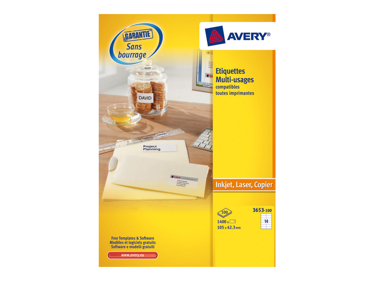 1400 AVERY Zweckform Etiketten 3653 weiss 105,0 x 42,3 mm