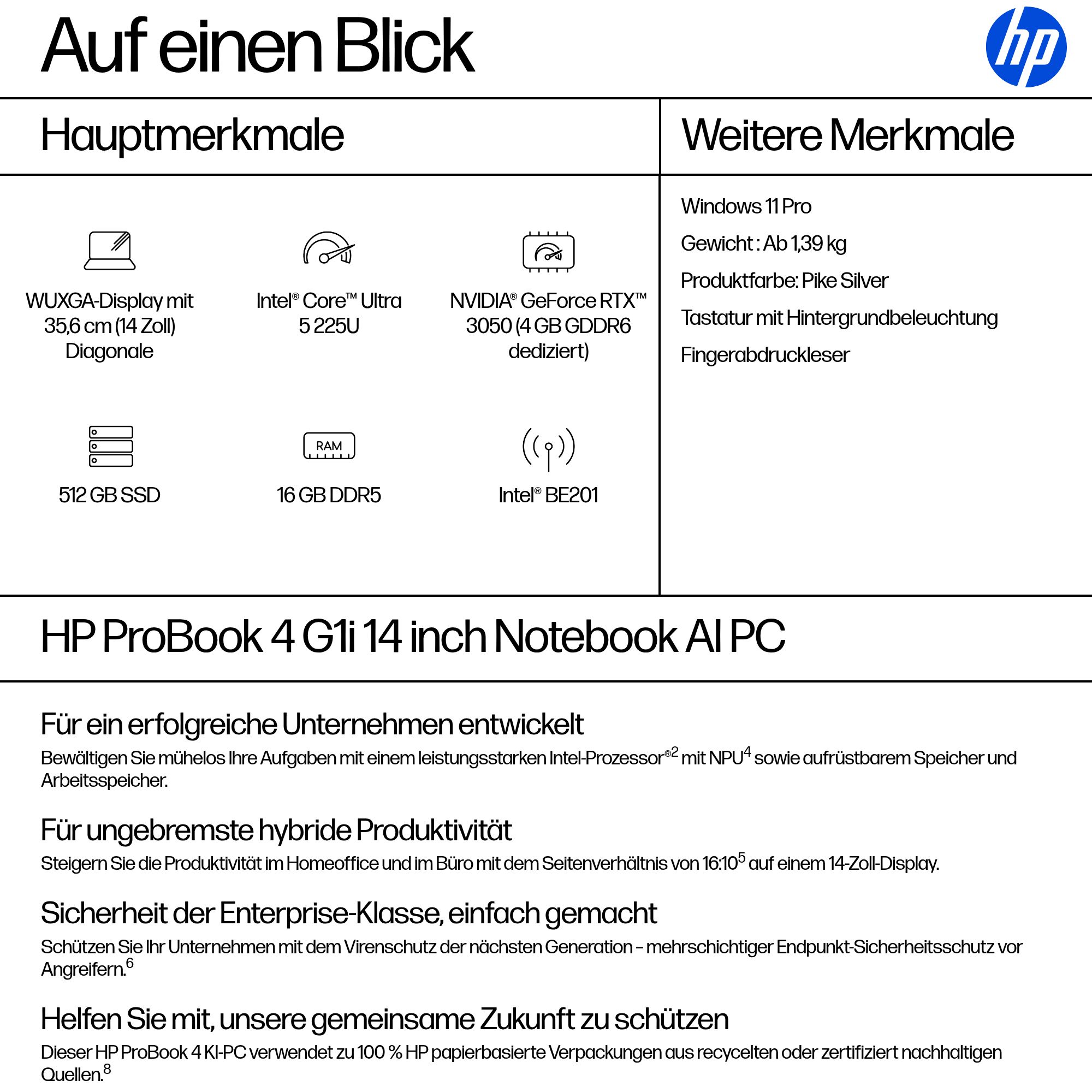 HP ProBook 4 G1i 14 Zoll 16 GB RAM 512 GB SSD