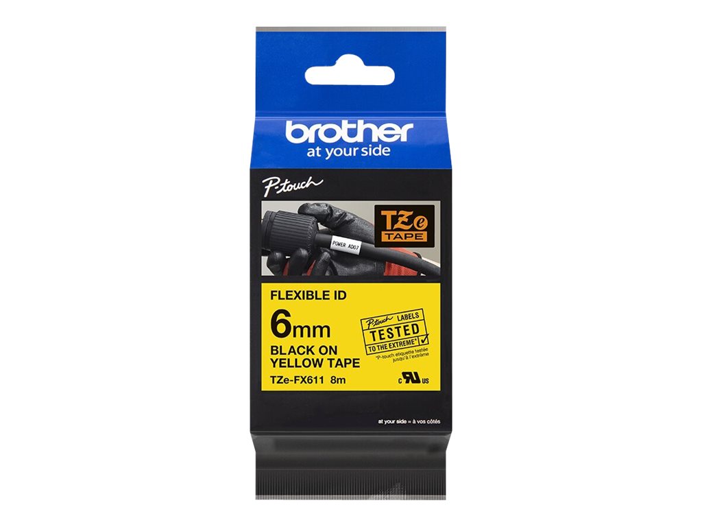 Brother TZe-FX611 schwarz auf gelb 6 mm