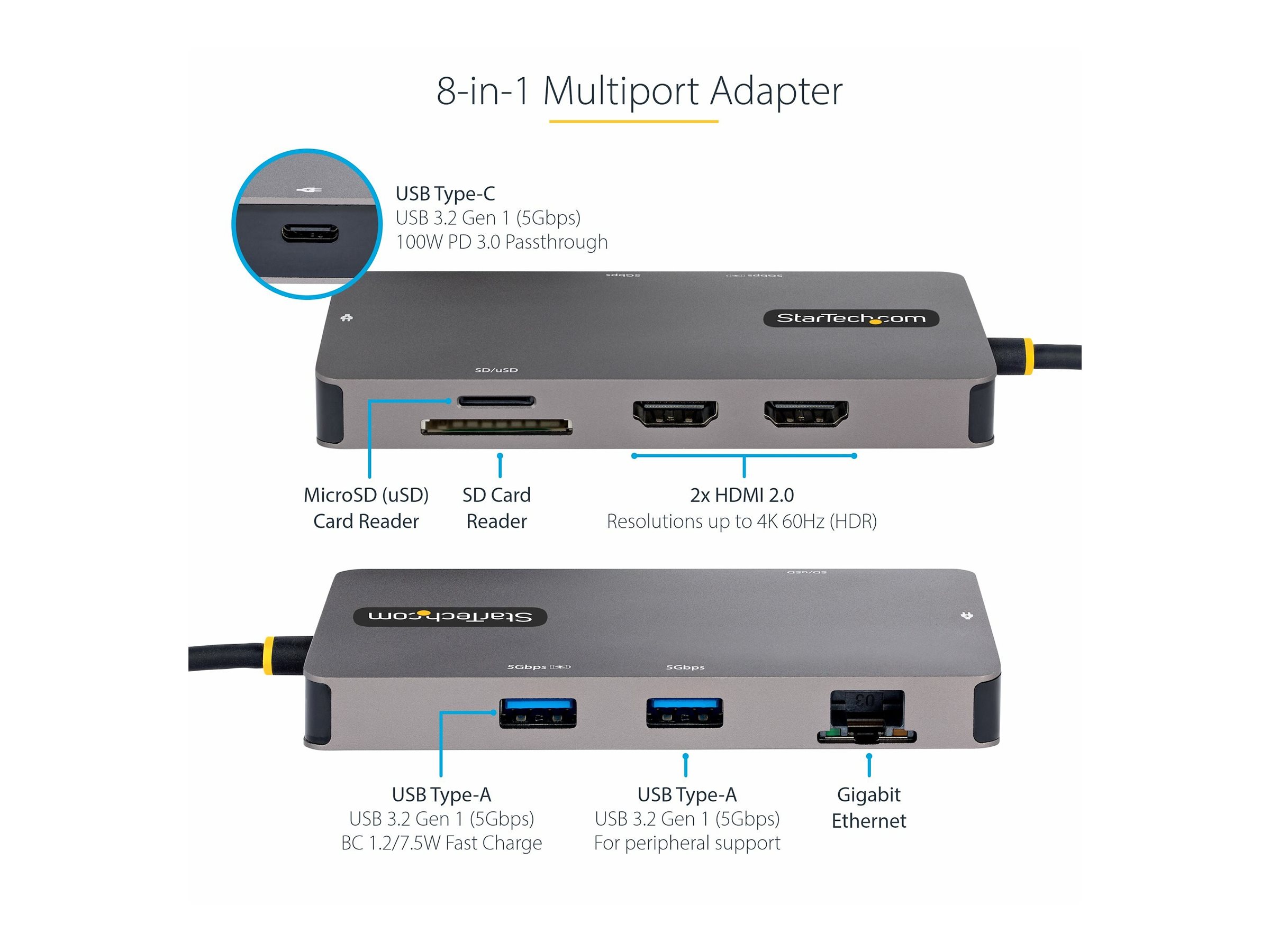StarTech.com USB-C Multiport Adapter Dual HDMI 4K