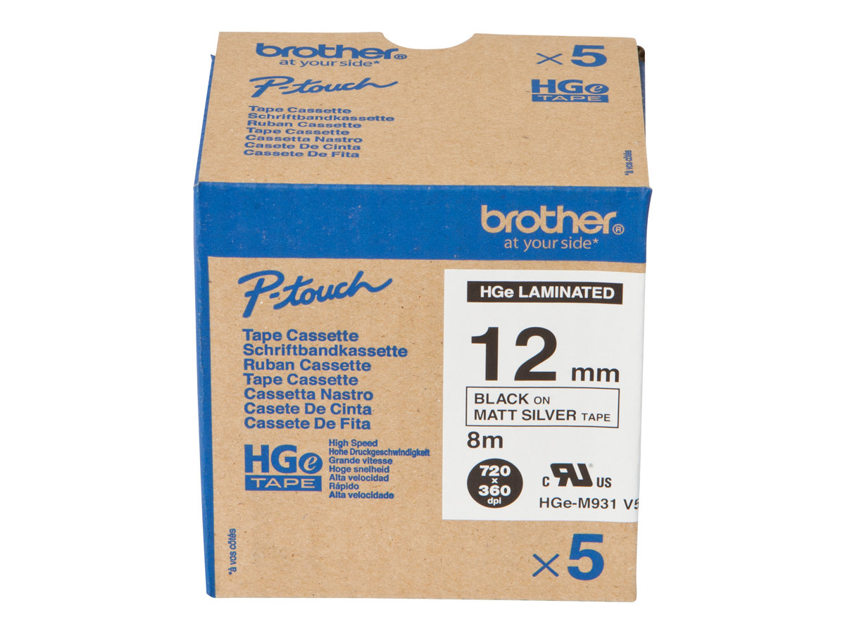 Brother HGE-M931V5 Schriftband schwarz auf silber