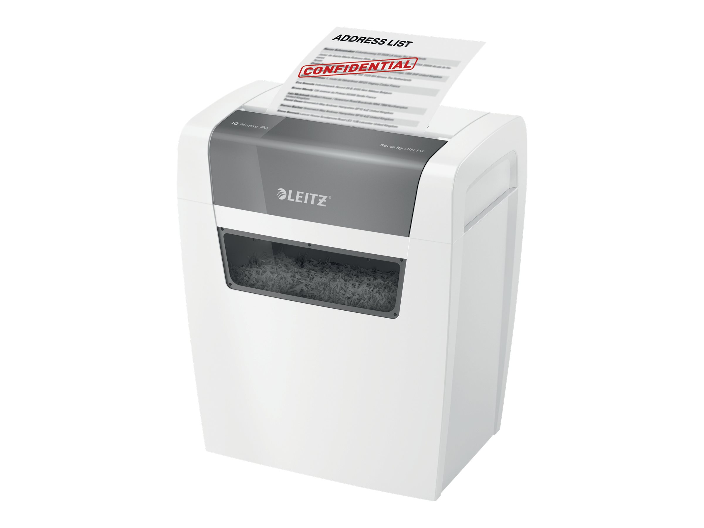 AKTION LEITZ IQ Home Aktenvernichter mit Partikelschnitt P4, 4 x 28 mm, bis 6 Blatt, weiss mit 5 Euro CashBack