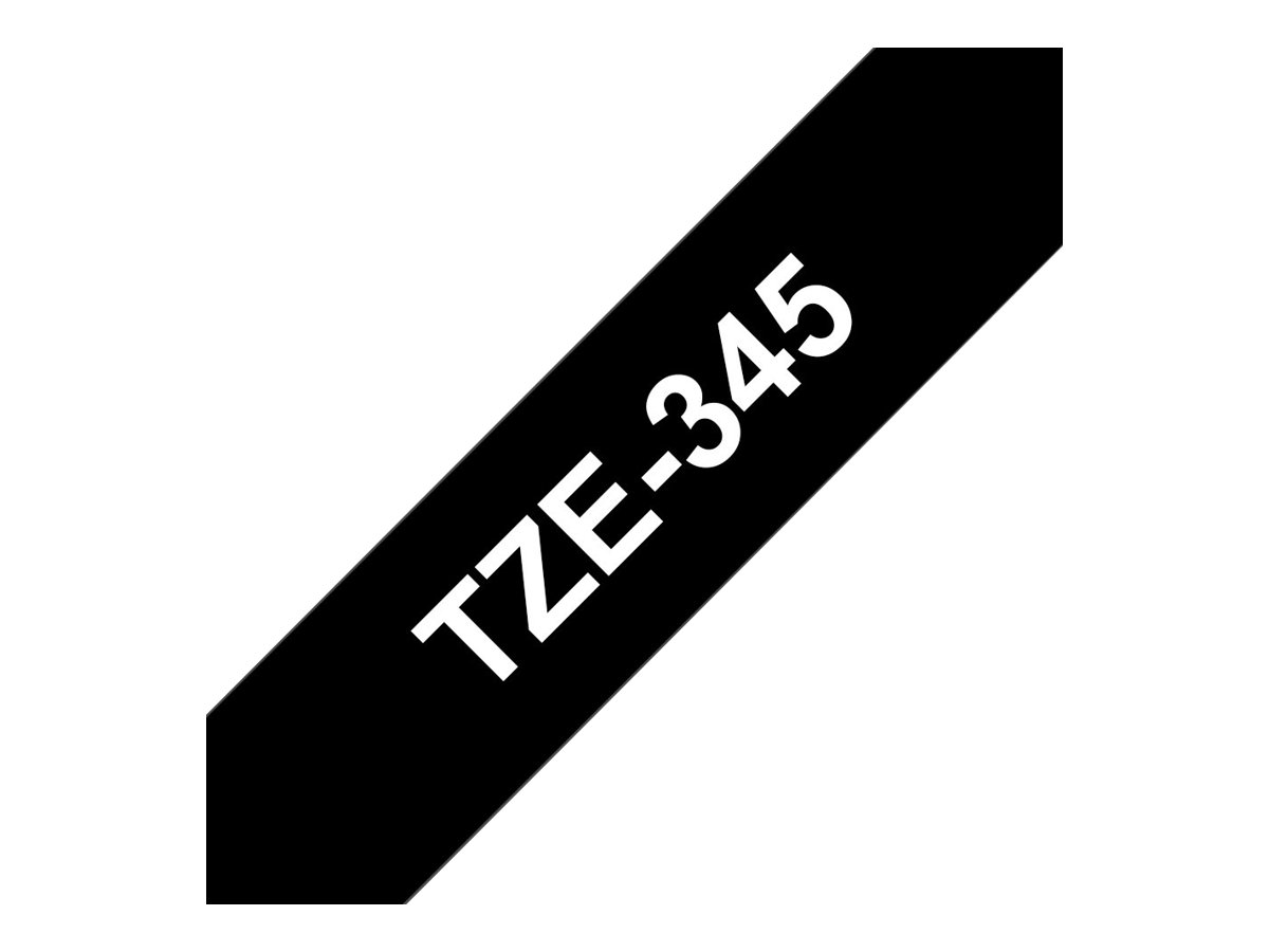 Brother TZe-345 18mm Weiß auf Schwarz
