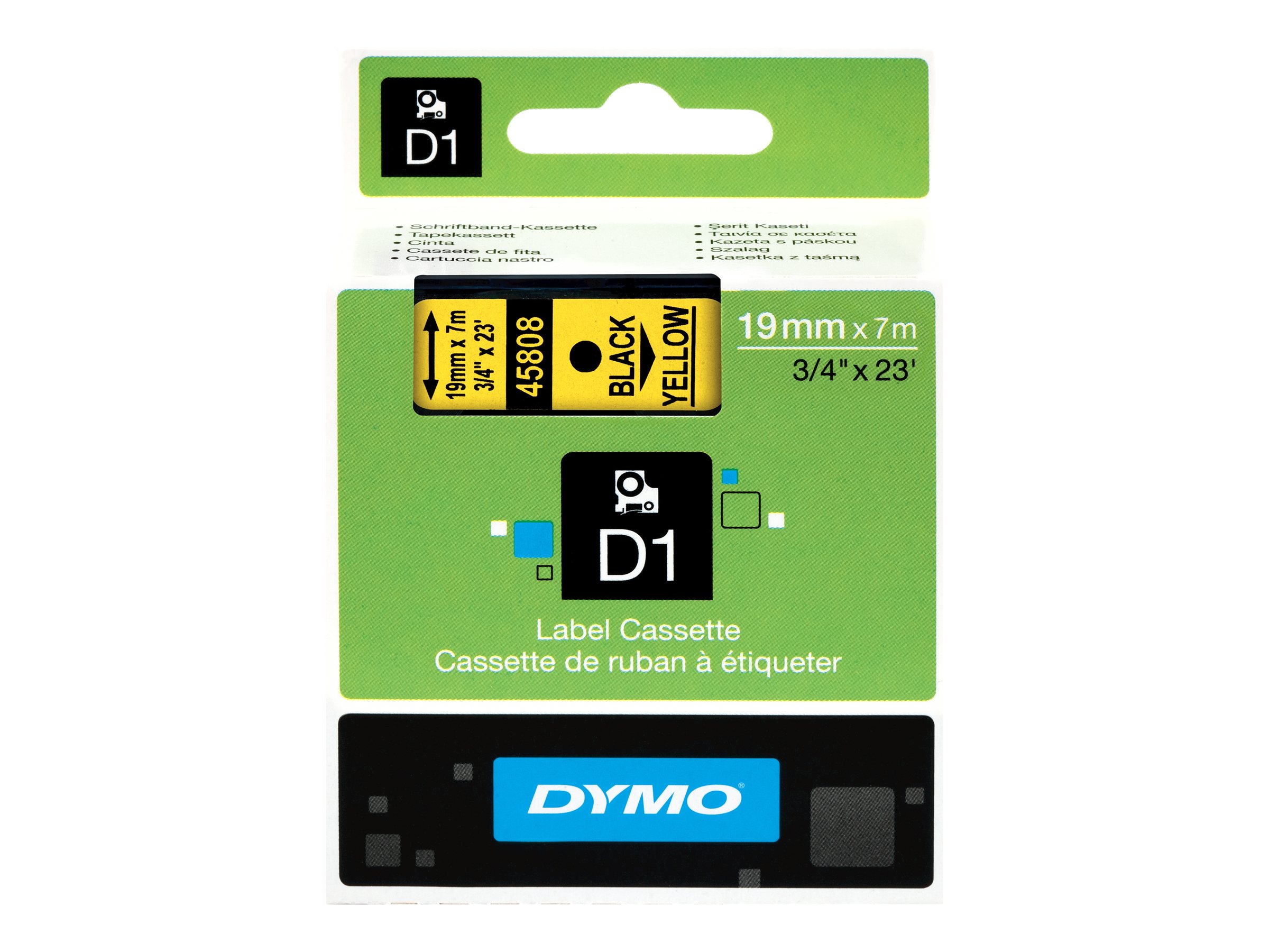 Dymo D1 19mm Schwarz auf Gelb Selbstklebend