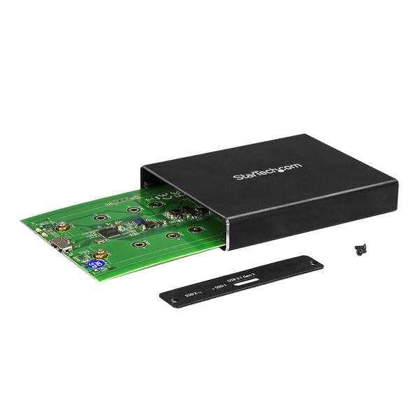 STARTECHCOM SSD Festplattengehäuse für zwei M2 Festplatten USB 31 Type C NGFF USB C Kabel USB 31 Case zu 2x M2 Adapter