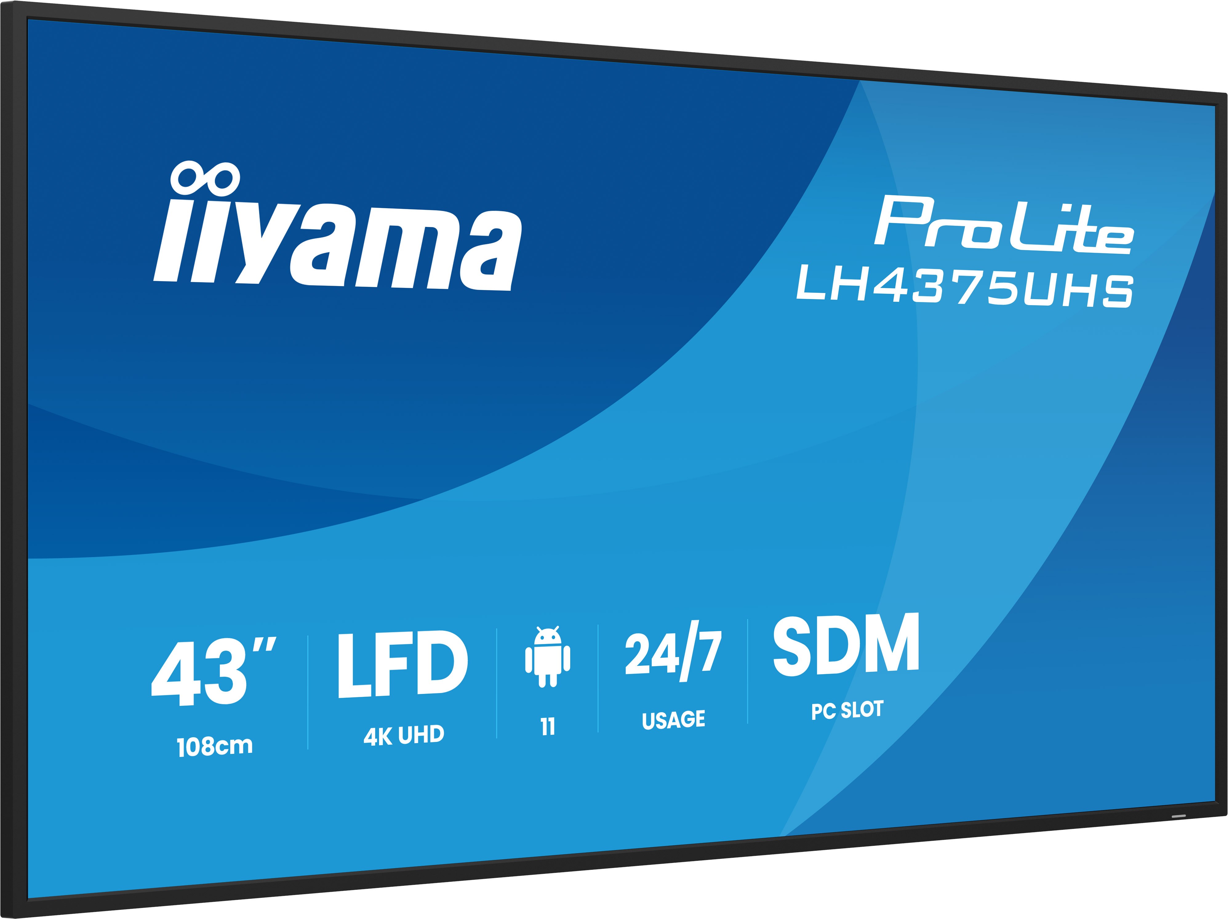 IIYAMA LH4375UHSB2AG 109,22cm 43Zoll 3840x2160 UHD IPS panel Haze 25Percent 500cdm Landscape and Portrait