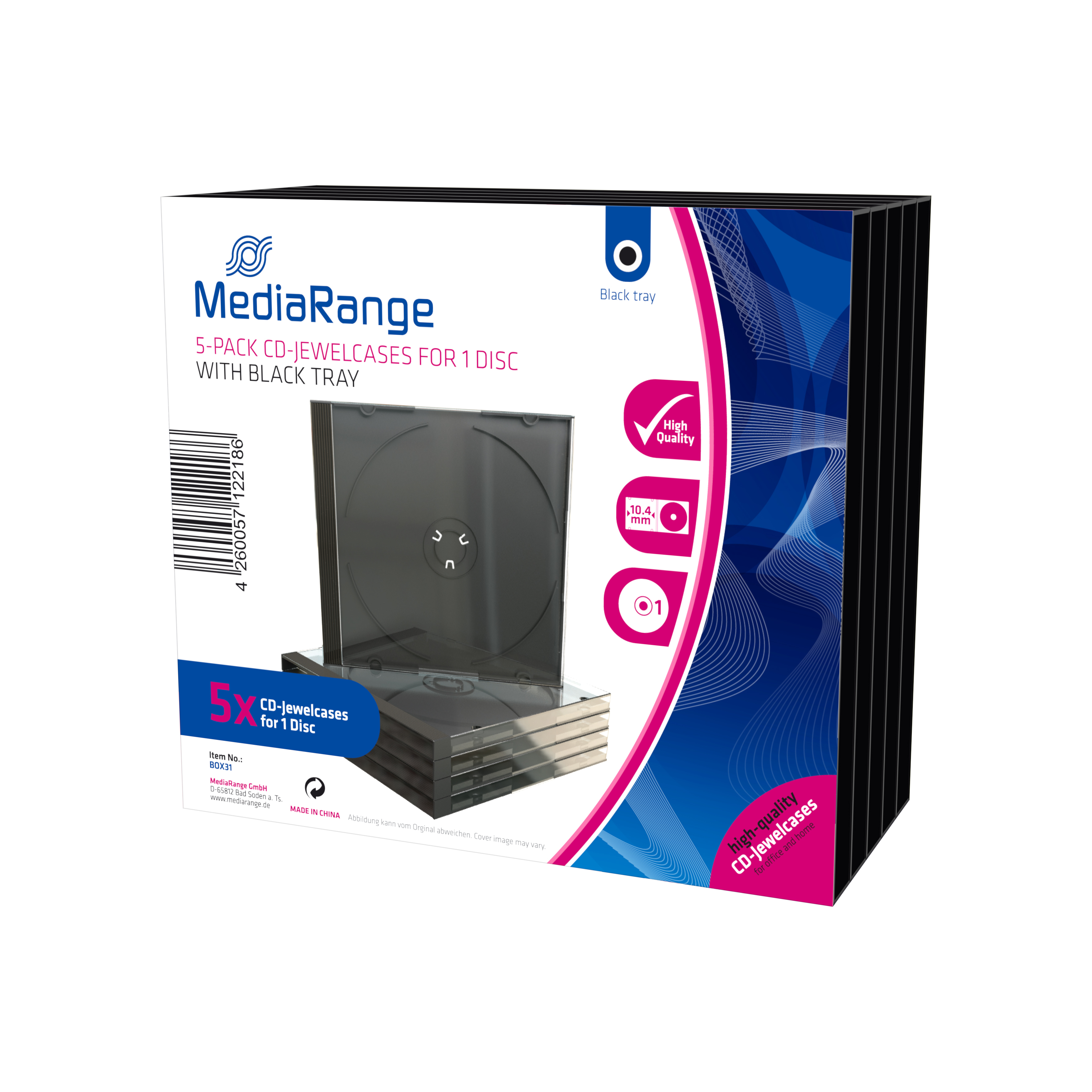 MEDIARANGE CD-Jewelcase Single 1 CD/DVD Schwarz durchsichtig
