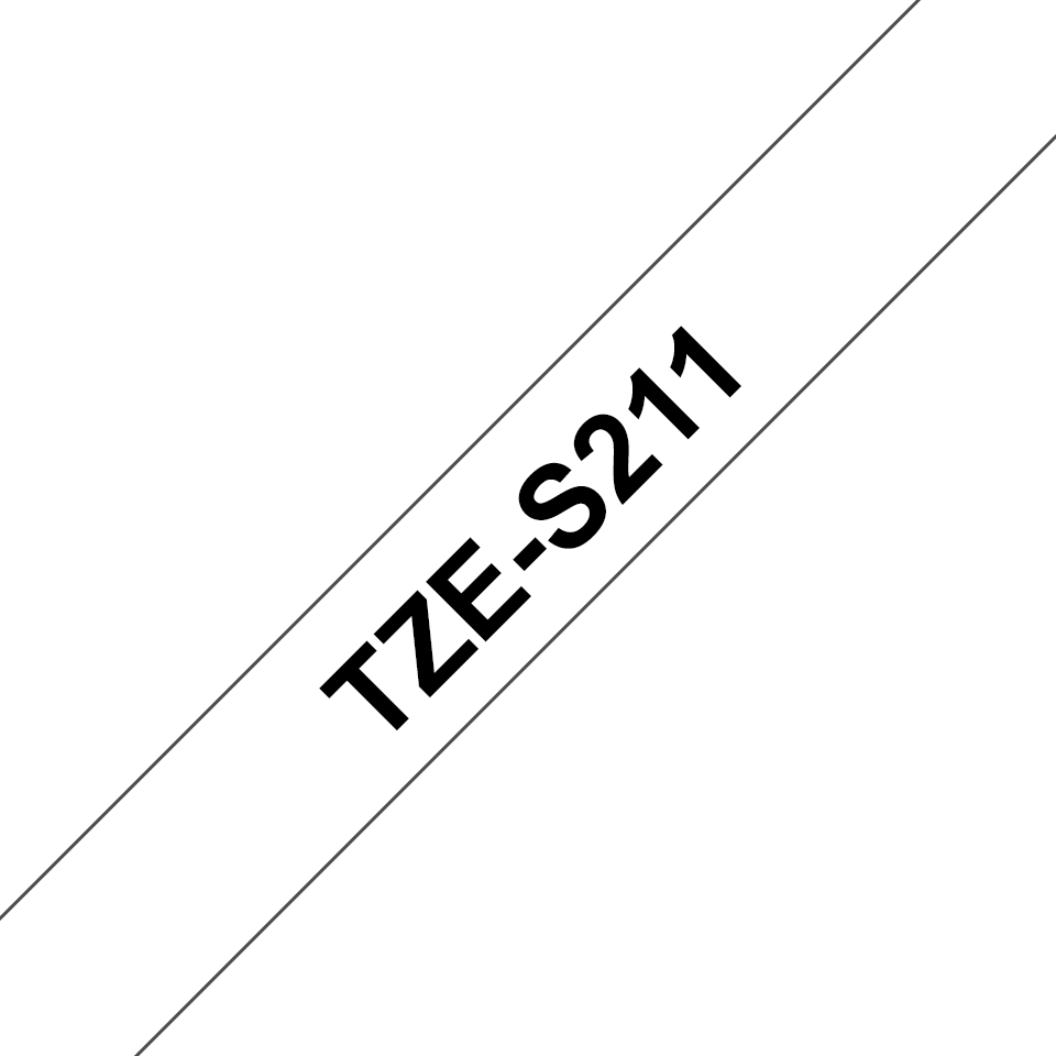 Brother TZe-S211 Schriftband extrem stark haftend Schwarz auf Weiß 6mm x 8m