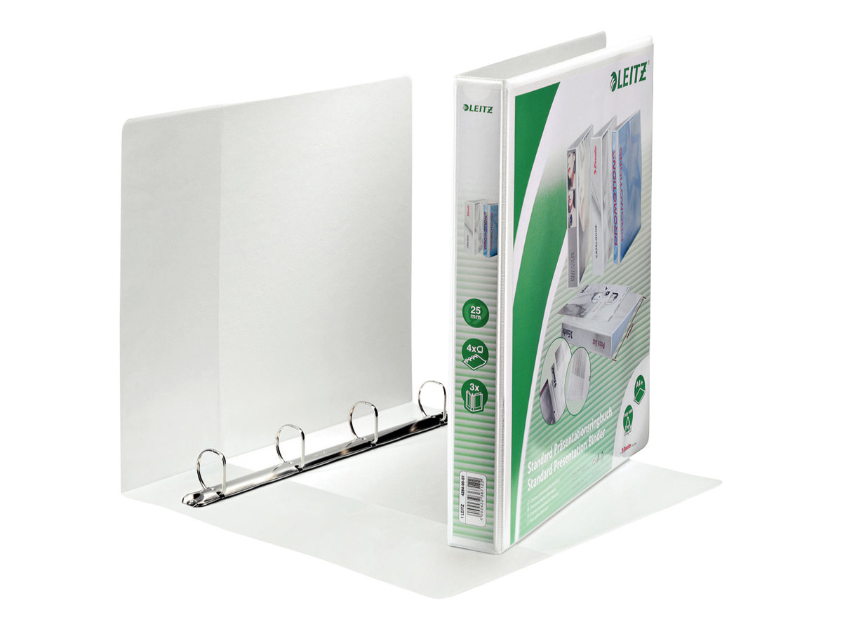 Esselte Leitz Präsentationsringbuch 4‑Ringe 4,4 cm Weiß
