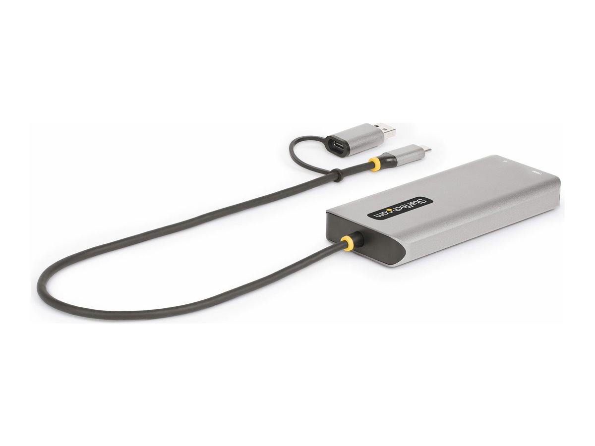 STARTECHCOM USBC and USBA Multiport Adapter Dual HDMI 4K1080p 3Port USB Hub USBC to A Dongle Mini Travel Laptop Docking Station