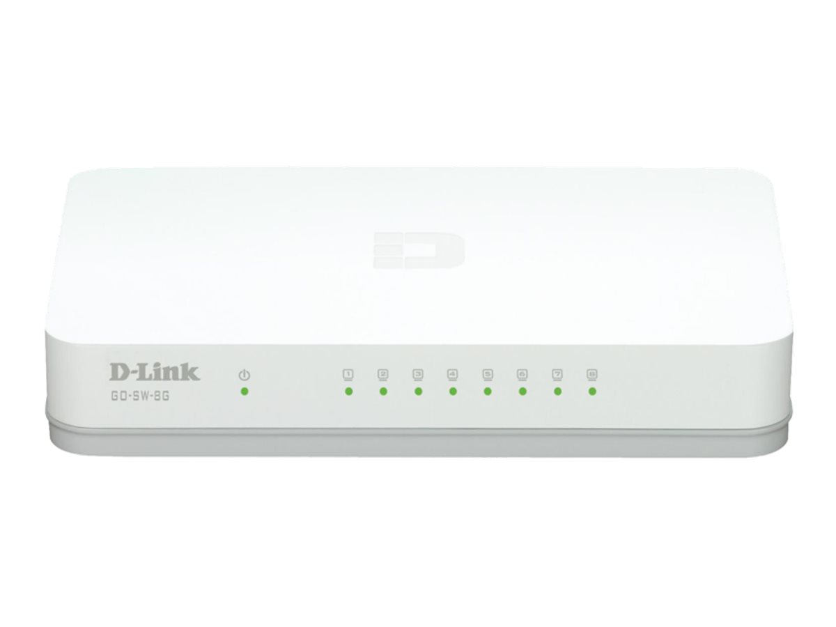 DLINK GOSW8G 8Port Gigabit Easy Desktop Switch 8x 101001000Mbits für bis zu acht EthernetGeräte Plug Play AutoMDIMDX