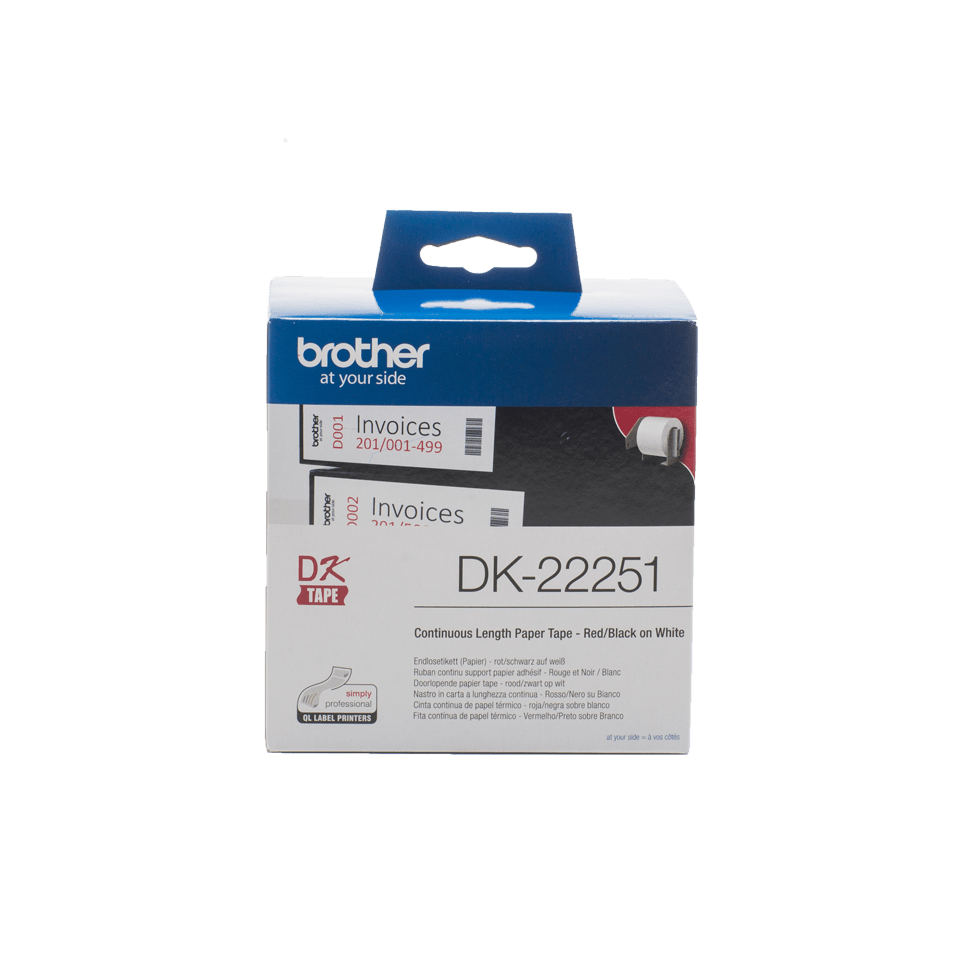 Brother DK22251 Endlos-Etiketten Schwarz/Rot
