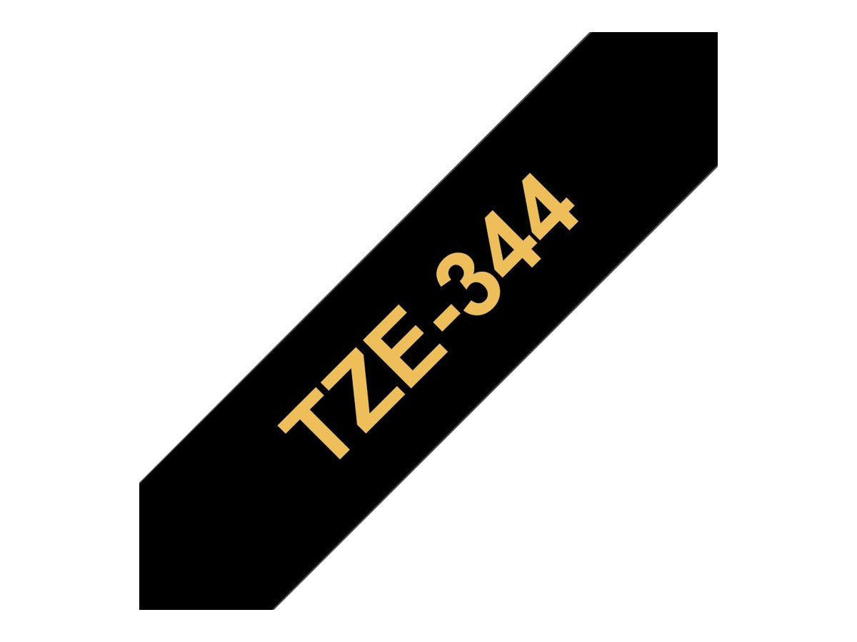 Brother TZe-344 Gold auf Schwarz 18mm