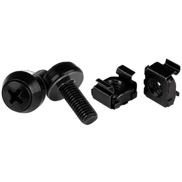 STARTECHCOM M6 x 12mm Schrauben und Kfigmuttern 50er Pack Schwarz M6 Montageschrauben und Kastenmuttern fr Server Rac