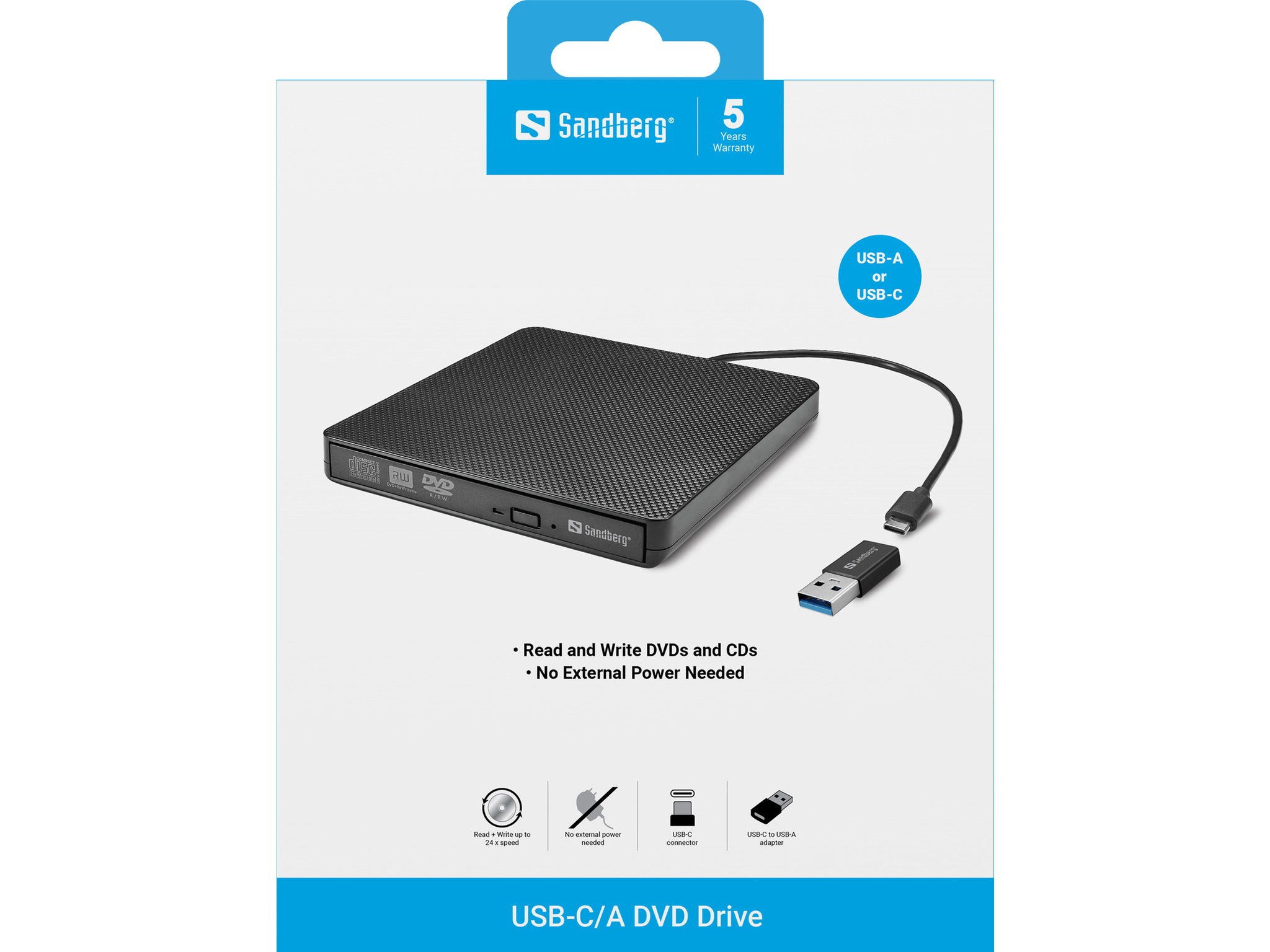 SANDBERG USB-C/A DVD Laufwerk