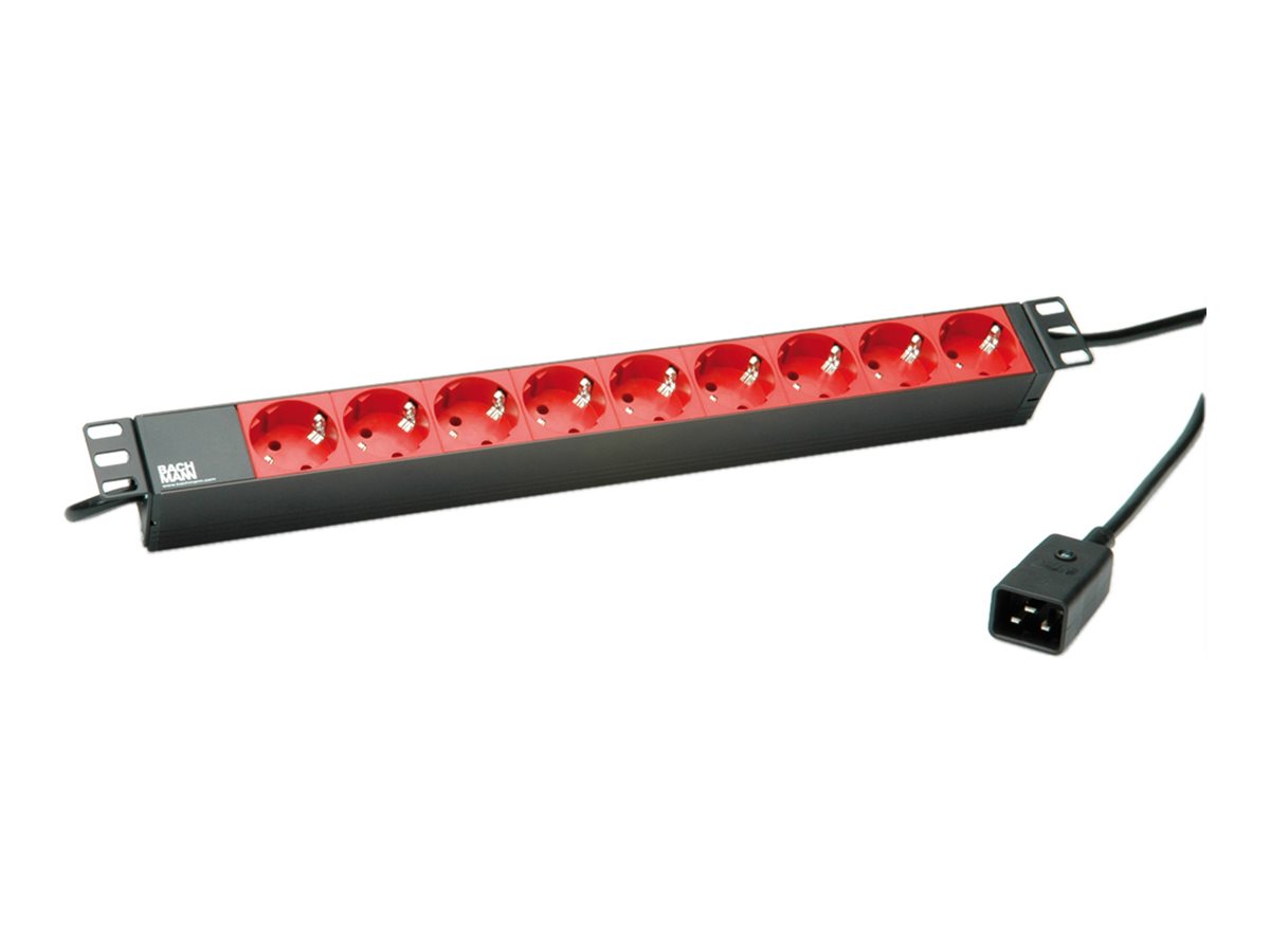 Bachmann Steckdosenleiste 19 Zoll 1HE 9-fach Schutzkontakt Rack