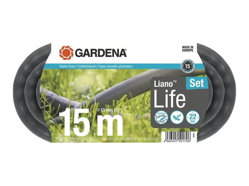 Gardena Liano Life Schlauch 15 m mit Wasserstopp