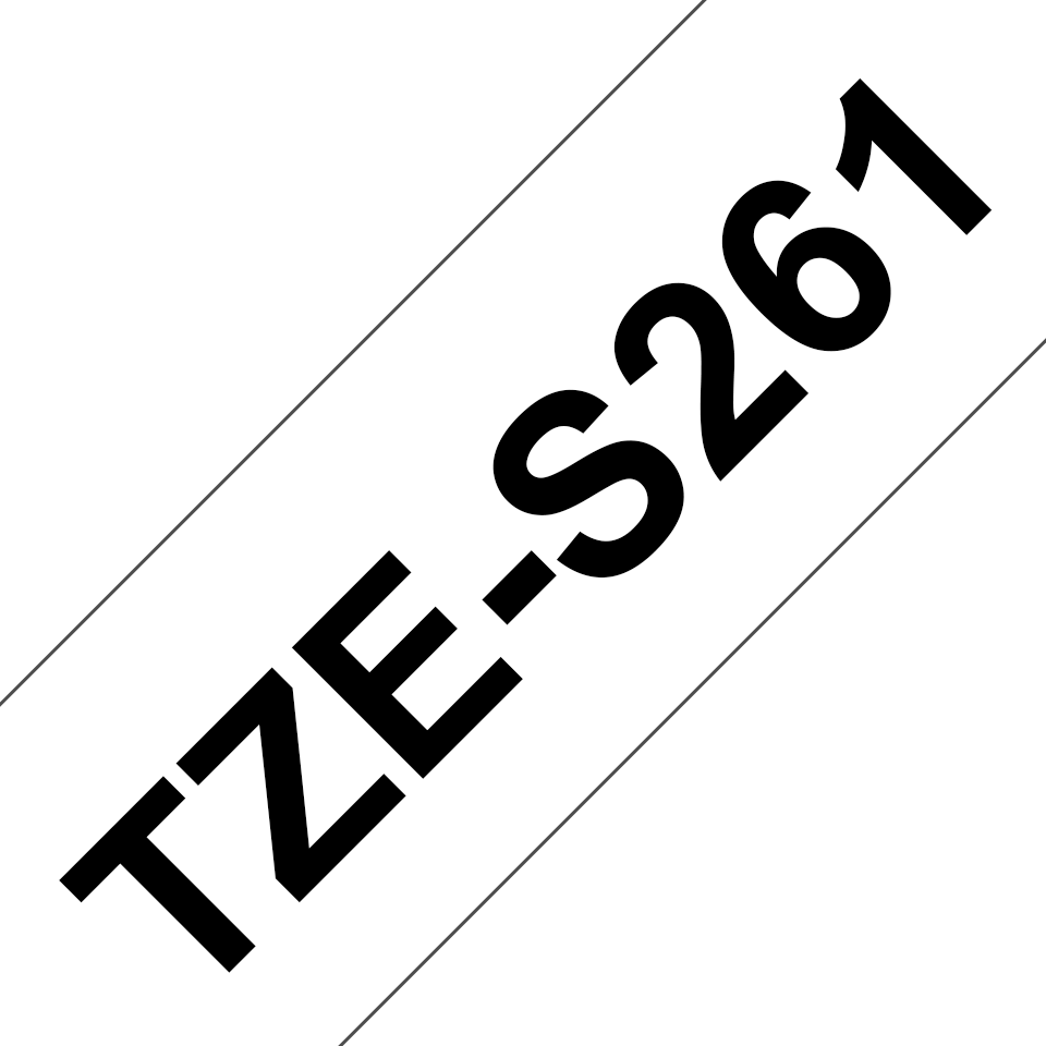 Brother TZe-S261 Extra starker Klebstoff Schwarz auf Weiß