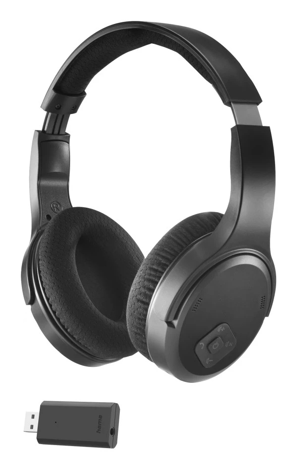 Hama Fernseh-Kopfhörer Over-Ear Dongle+ Bluetooth Lautstärkeregler Schwarz