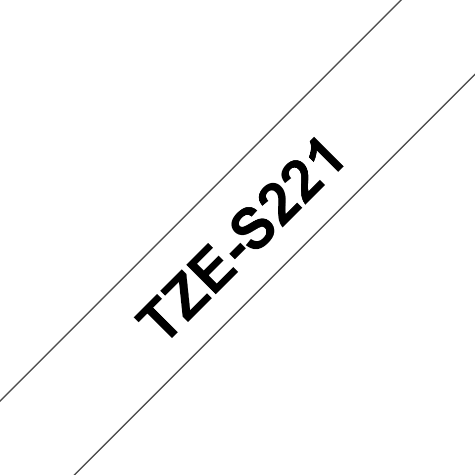 Brother TZe-S221 Schriftband extrem stark haftend Schwarz auf Weiß 9mm x 8m