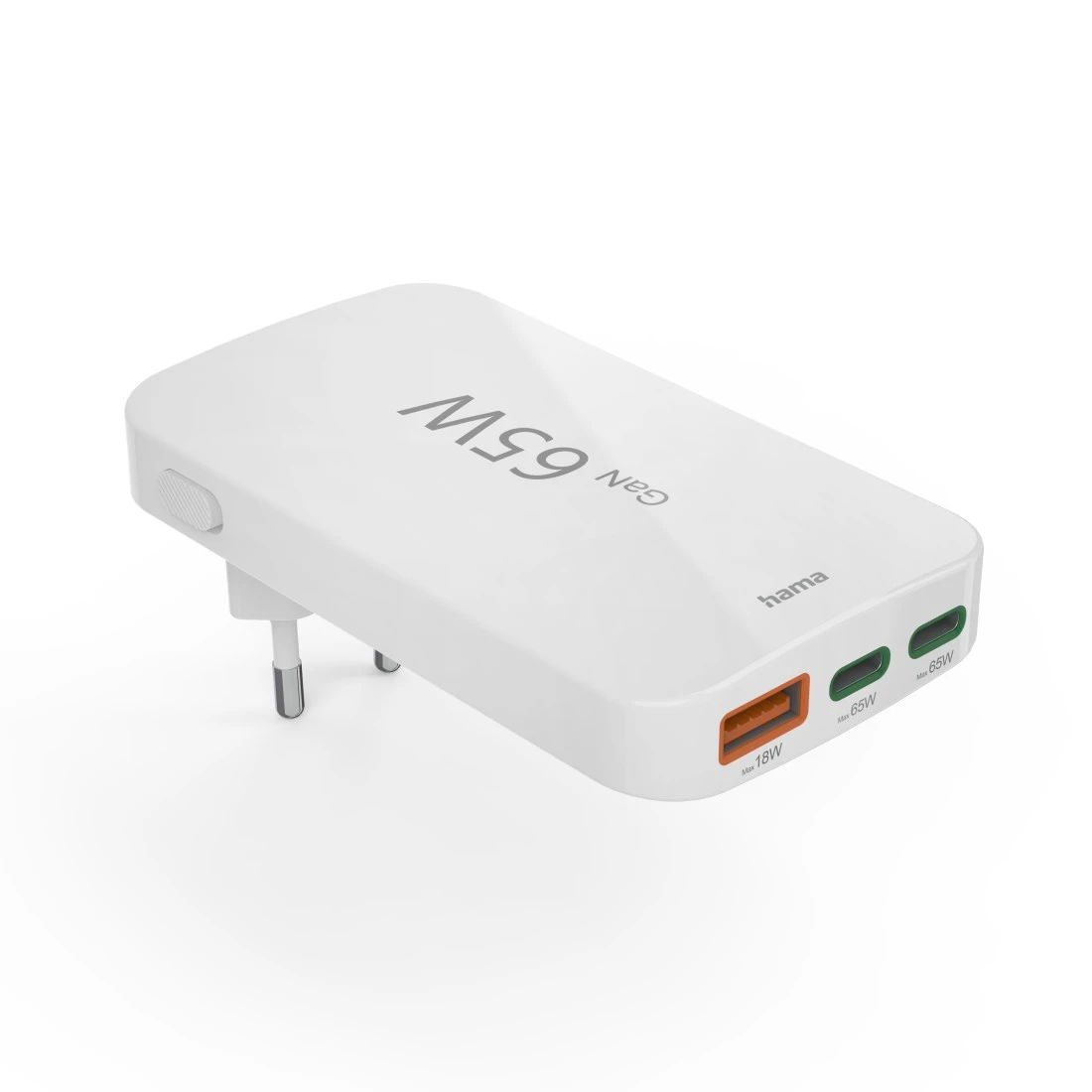 Hama Schnellladegerät Mini 2×USB‑C + 1×USB‑A 65 W Weiß