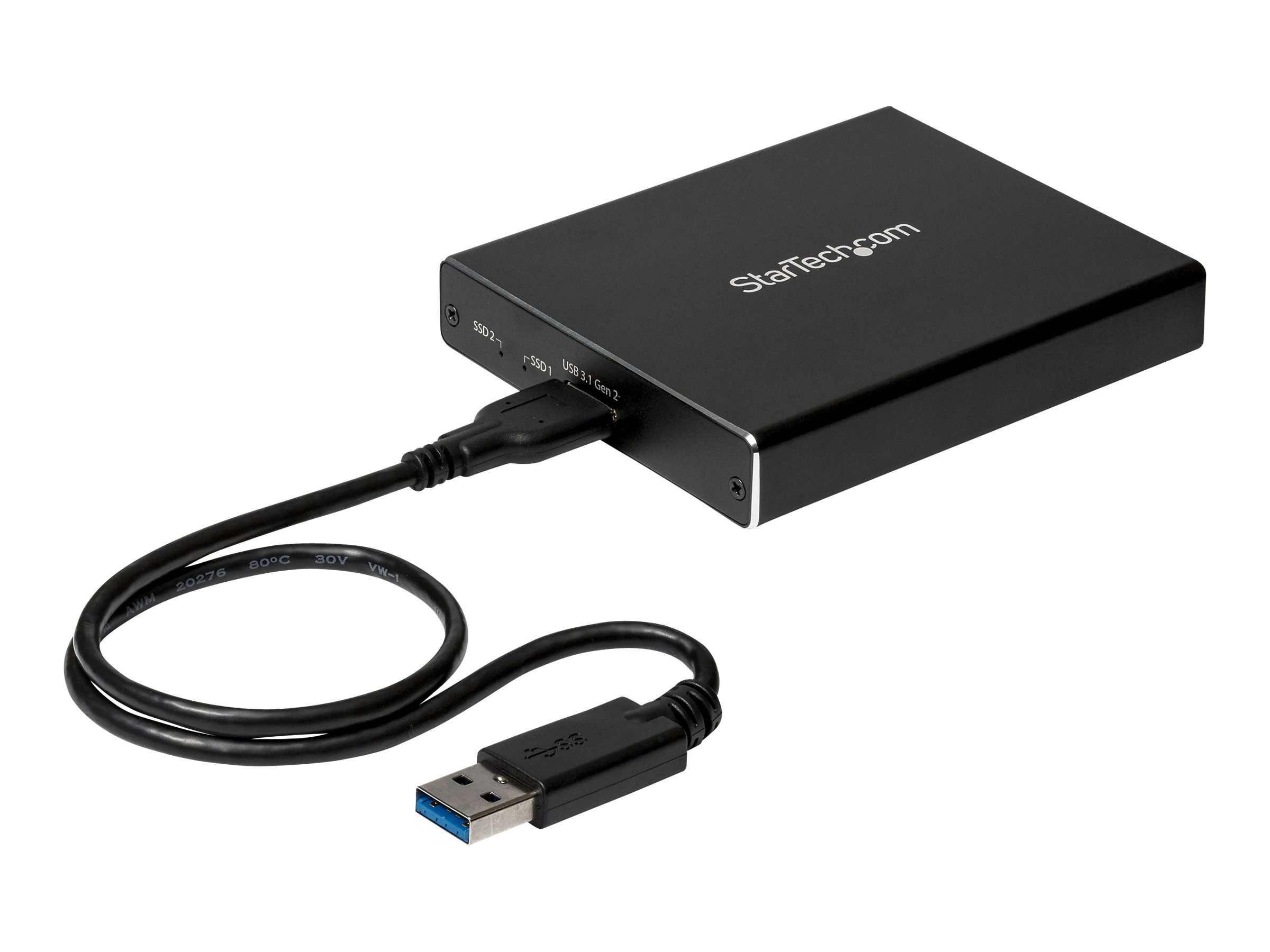 STARTECHCOM SSD Festplattengehäuse für zwei M2 Festplatten USB 31 Type C NGFF USB C Kabel USB 31 Case zu 2x M2 Adapter