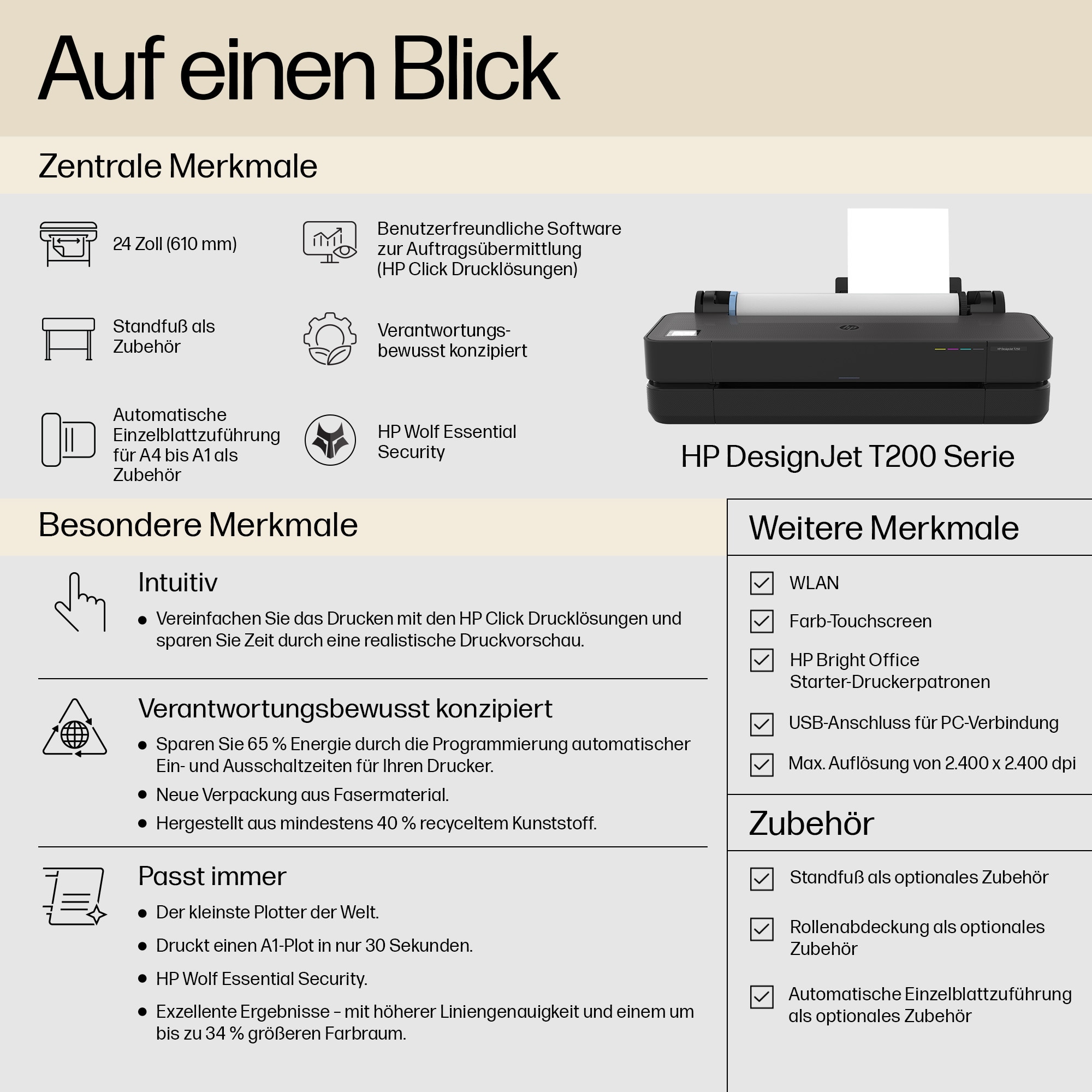 HP DesignJet T250 24 Zoll Farb‑Großformatdrucker