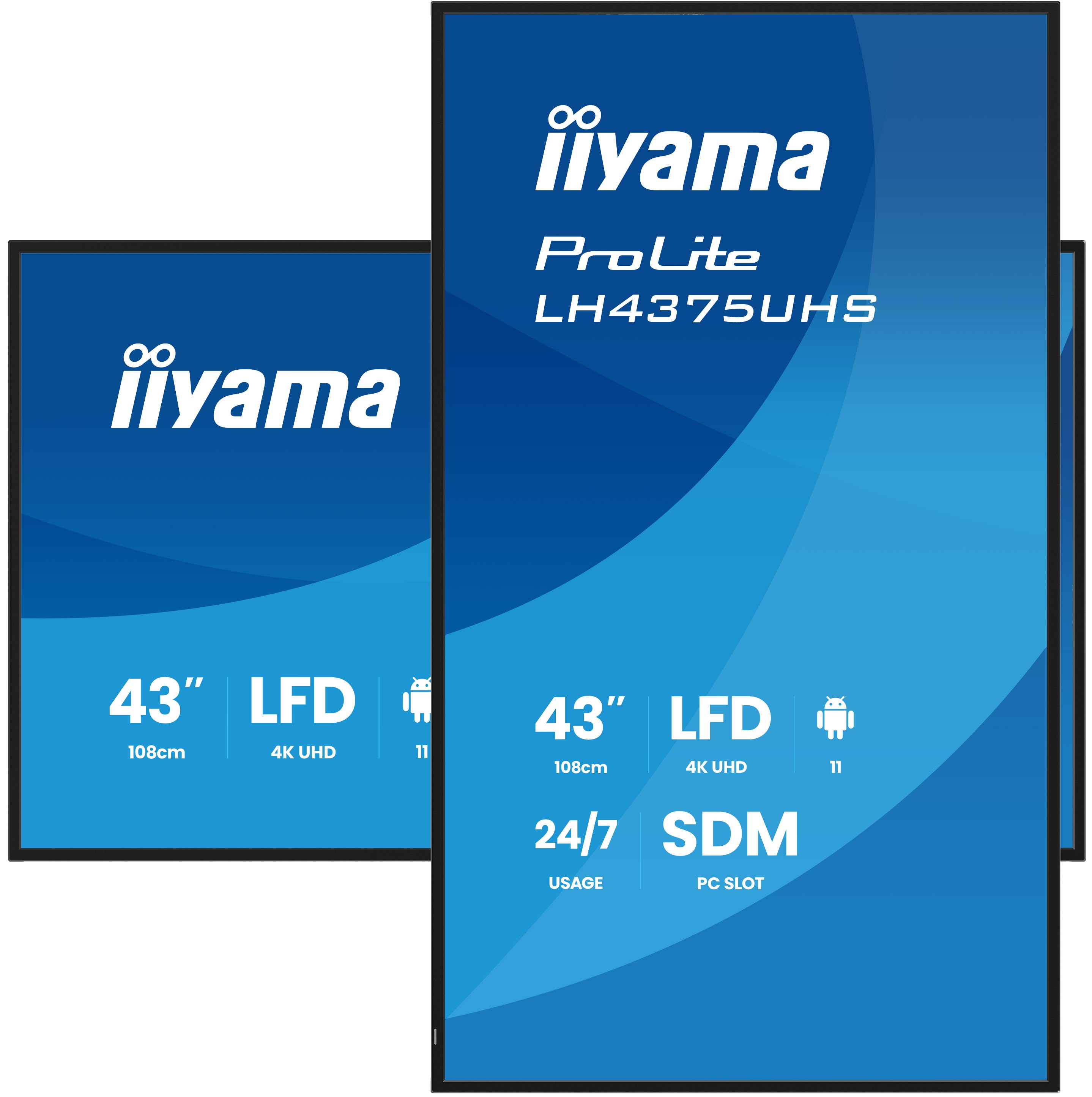 IIYAMA LH4375UHSB2AG 109,22cm 43Zoll 3840x2160 UHD IPS panel Haze 25Percent 500cdm Landscape and Portrait