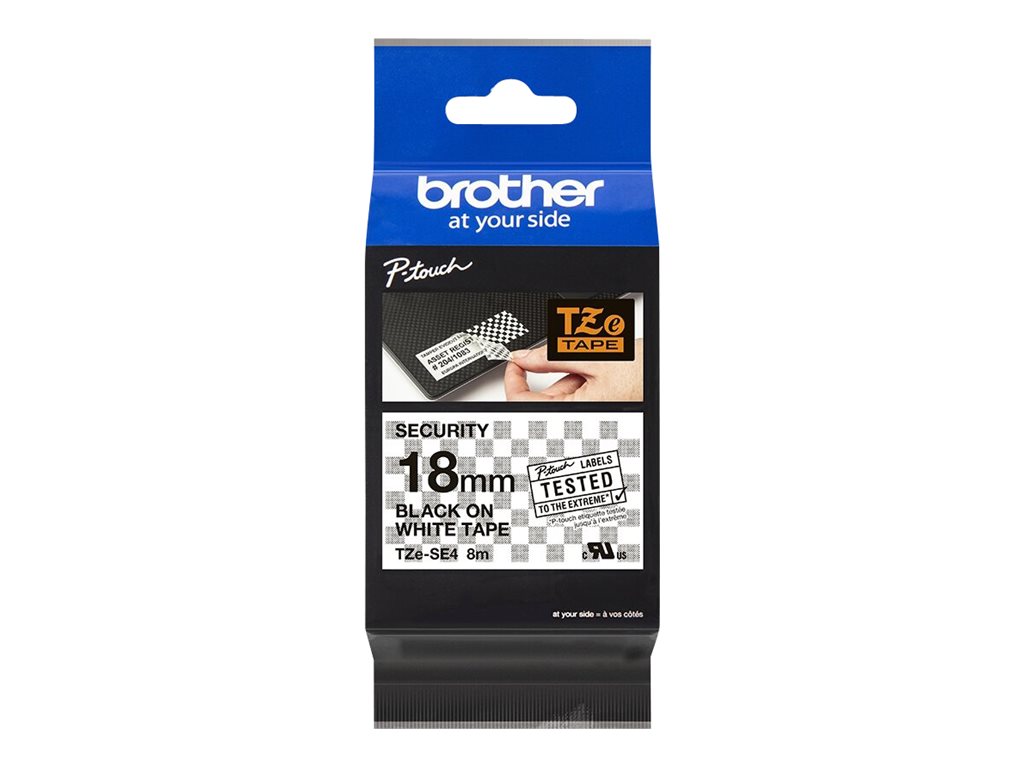 Brother TZe-SE4 Manipulationssicher Schwarz auf Weiß