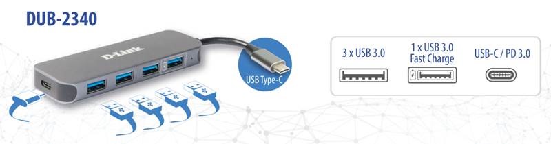 D-Link DUB-2340 USB-C Hub USB 3.0